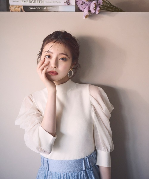 「NATURAL BEAUTY BASIC」 半袖ニット FREE グレイッシュベージュ レディース_画像3
