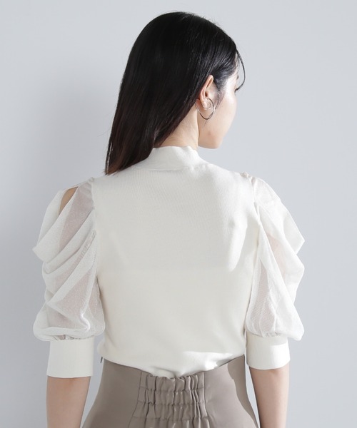 「NATURAL BEAUTY BASIC」 半袖ニット FREE グレイッシュベージュ レディース_画像8