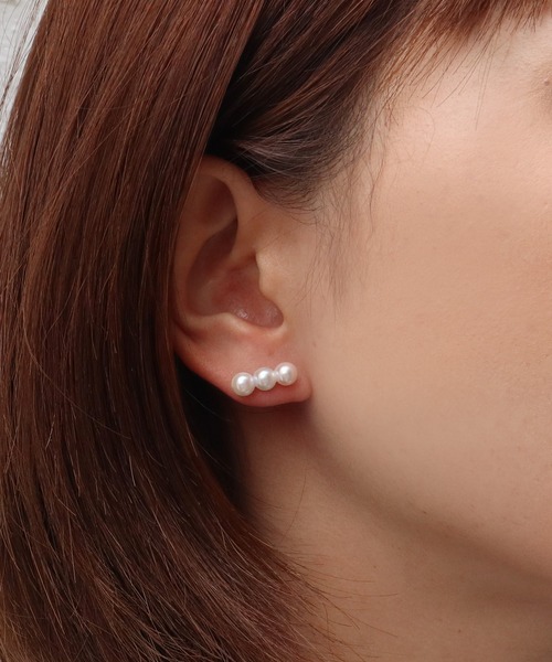 ピアス あこや真珠 3珠付 チタンピアス レディース メンズ_6
