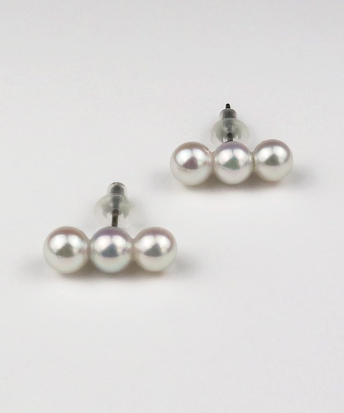 ピアス あこや真珠 3珠付 チタンピアス レディース メンズ_8