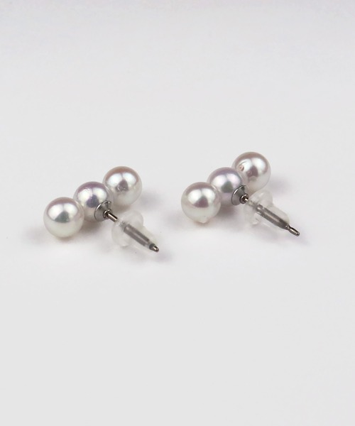 ピアス あこや真珠 3珠付 チタンピアス レディース メンズ_10