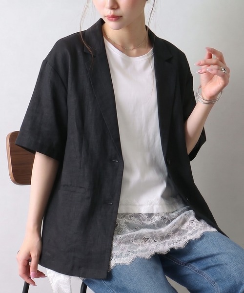 SpRay（スプレイ） tシャツ すそレースノースリーブ Tシャツ