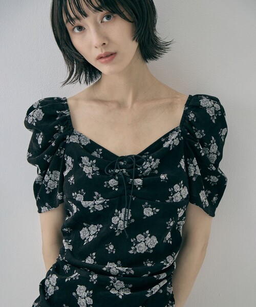 tシャツ 「FETICO/フェティコ」「STUDIOUS別注」VELOUR ROSE TEE/ベロアローズT レディースの画像
