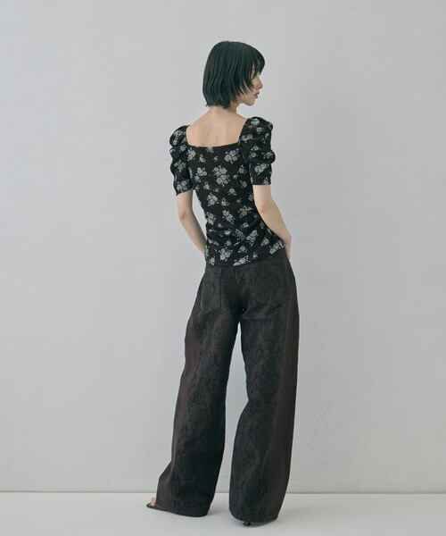 tシャツ 「FETICO/フェティコ」「STUDIOUS別注」VELOUR ROSE TEE/ベロアローズT レディースの画像
