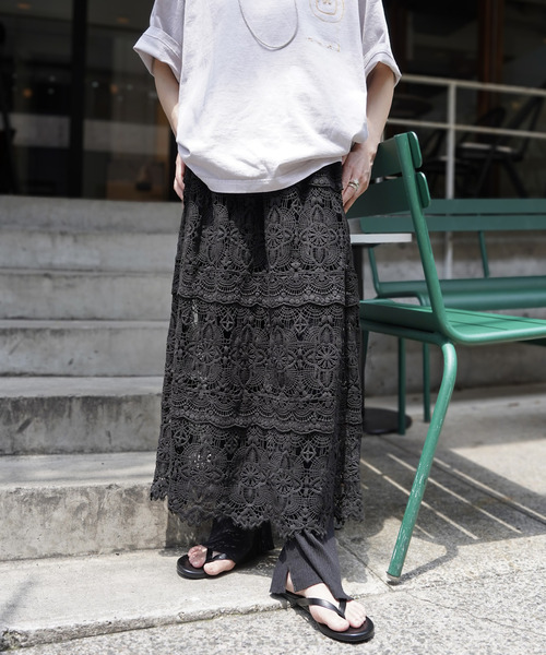 journal standard luxe レースミックススカート⭐︎黒⭐︎未使用品 JOURNAL STANDARD LUXE（ジャーナルスタンダード ラックス） スカート