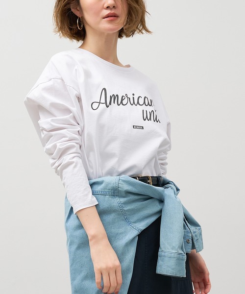 「AMERICANA」 長袖カットソー FREE グレー レディース_画像2