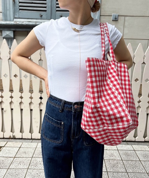 I-SOOK（アイスー） トートバッグ ギンガムチェックビッグトートバッグ