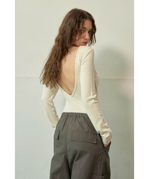 ALEXIA STAM（アリシアスタン） tシャツ Back V Neck Long Sleeve