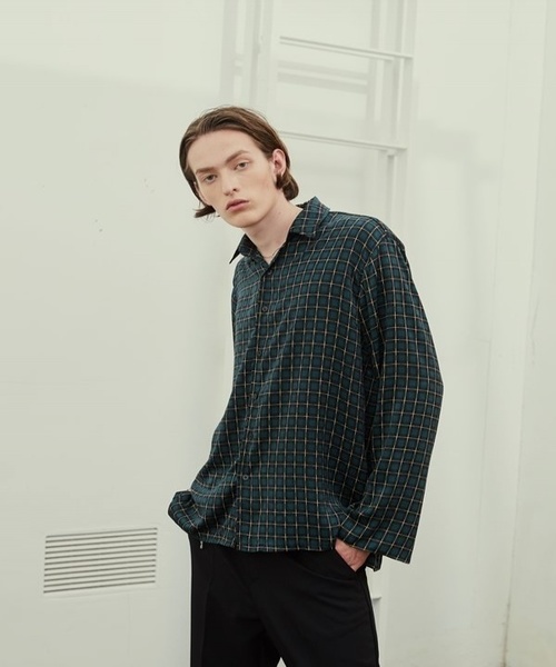 ブラウス シャツ 「TRIP LE SENS」スリット ポイント チェックシャツ レディース メンズ TRIP LE SENS ブラウス シャツ 「TRIP SENS」スリット ポイント