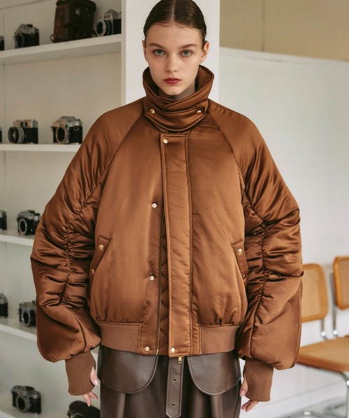 ブルゾン アウター Vintage satin gather blouson / ヴィンテージ 