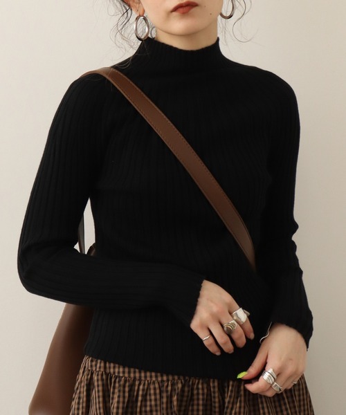 ニット セーター chiaro インナーリブニット レディース Lace Ladies ニット セーター リブ タートルネック レディース
