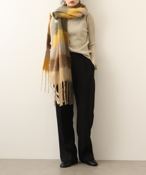 ニット セーター chiaro インナーリブニット レディース Lace Ladies ニット セーター リブ タートルネック レディース