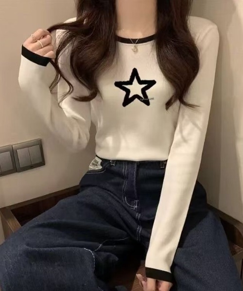 Achic（アシック） tシャツ 星柄デザイン長袖カットソー レディース