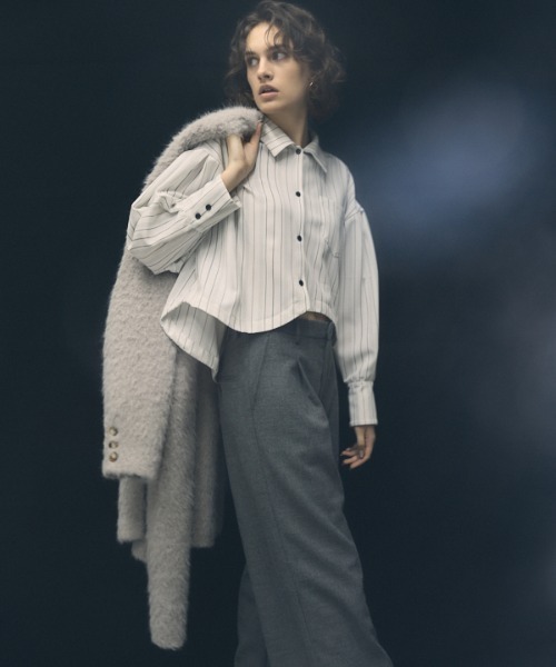 ブラウス シャツ Round stripe shirt ラウンドストライプシャツ レディース