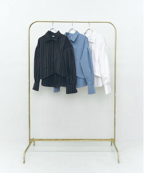 ブラウス シャツ Round stripe shirt ラウンドストライプシャツ レディース Muel Chic ブラウス シャツ Round stripe shirt ラウンド