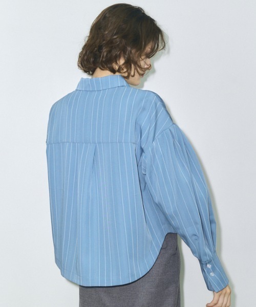 ブラウス シャツ Round stripe shirt ラウンドストライプシャツ レディース Muel Chic ブラウス シャツ Round stripe shirt ラウンド