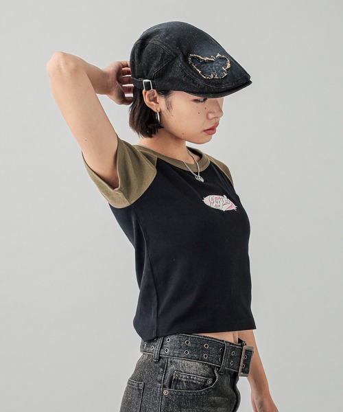 国内配送★X-girl★OVAL LOGO EMBROIDERY RAGLAN S/S NUMBER 1 GLITTER OVAL LOGO S/S TEE – calif（カリフ）公式サイト