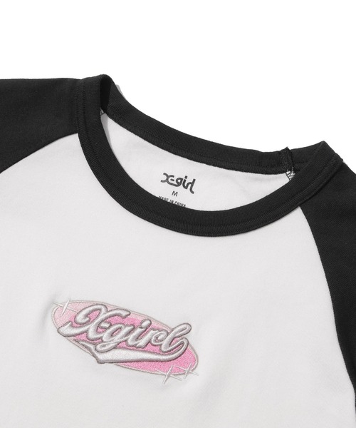 X-girl tシャツ OVAL LOGO EMBROIDERY RAGLAN S/S BABY TEE