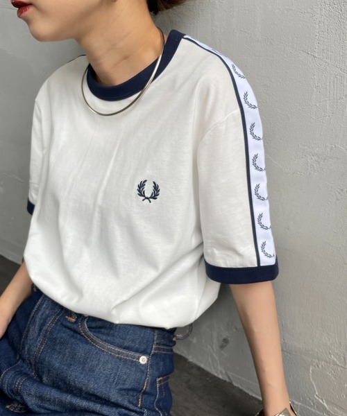 tシャツ 「FRED PERRY/フレッドペリー」 トラックテープ ショートスリーブリンガーTシャツ レディース メンズ