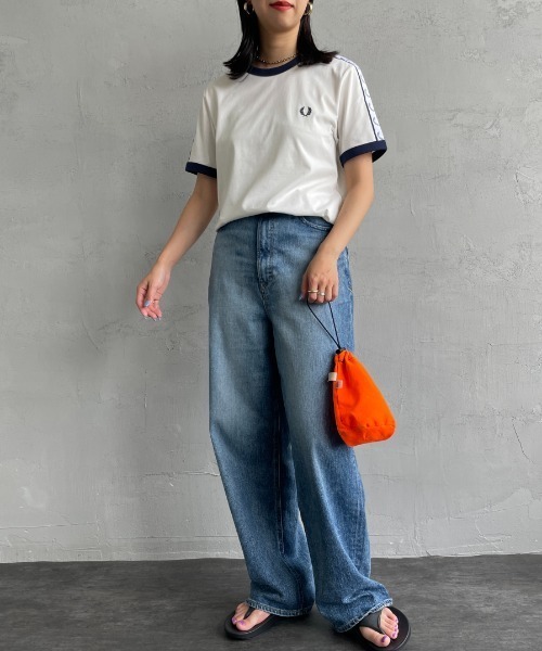 FRED PERRY フレッドペリー ショートスリーブリンガーTシャツ FRED PERRY（フレッドペリー） tシャツ 半袖 トラックテープ ショート