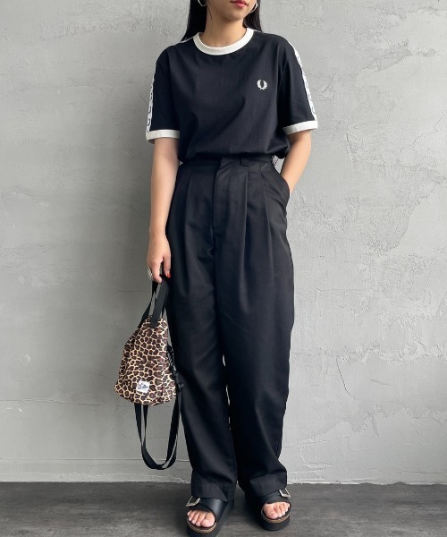 FRED PERRY フレッドペリー ショートスリーブリンガーTシャツ FRED PERRY（フレッドペリー） tシャツ 半袖 トラックテープ ショート