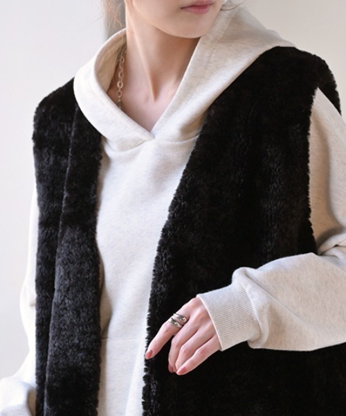 HUG.U（ハグユー） ベスト ジレ 上質ボアロングジレ レディース