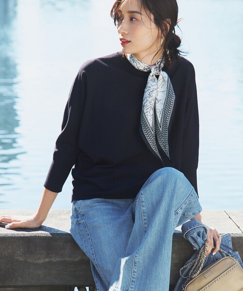 23区 【洗える】ストレッチ ドルマン ニット 24SS ブラック 38 23区 ニット セーター 「洗える」コンフォートストレッチ