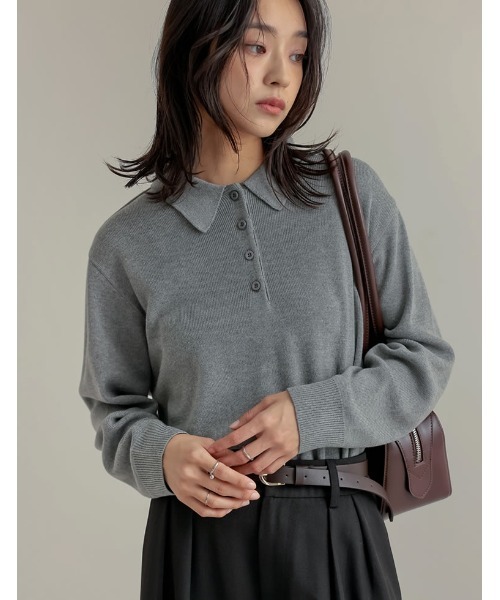 ETRO エトロ リブニットトップス Re:EDIT（リエディ） ニット セーター 無地orボーダーポロカラー