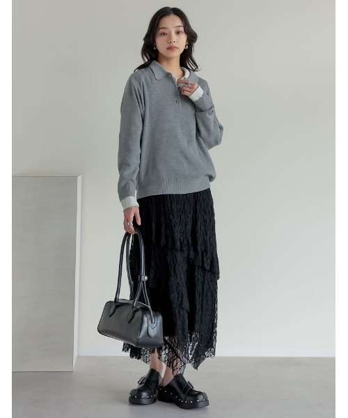 ETRO エトロ リブニットトップス Re:EDIT（リエディ） ニット セーター 無地orボーダーポロカラー