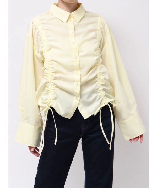 jouetie（ジュエティ） ブラウス シャツ フロントギャザーリボンシャツ
