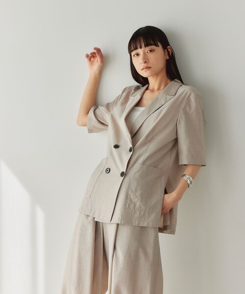 EMMEL REFINES メモリー ショート トレンチ コート ジャケット EMMEL REFINES＞EM ベルテッド チンストラップ トレンチコート