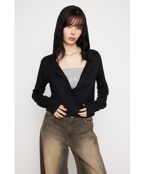 ラグアジェム　DRAPE HOODIE トップス LAGUA GEM パーカー DRAPE HOODIE トップス レディース