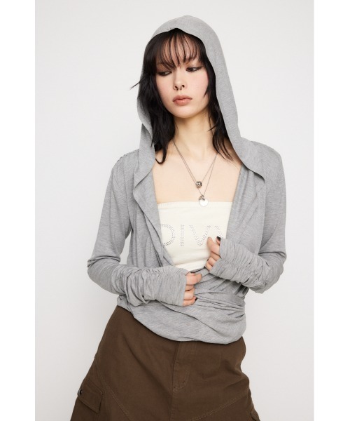 LAGUA GEM パーカー DRAPE HOODIE トップス レディース
