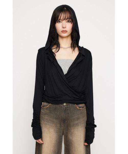ラグアジェム　DRAPE HOODIE トップス LAGUA GEM パーカー DRAPE HOODIE トップス レディース