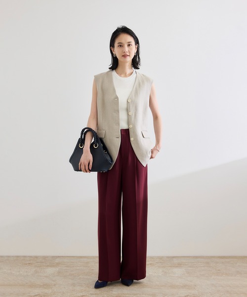 ベスト ジレ 尾州リネンオーバーロングジレ レディース ROPE' ベスト ジレ 尾州リネンオーバーロングジレ レディース