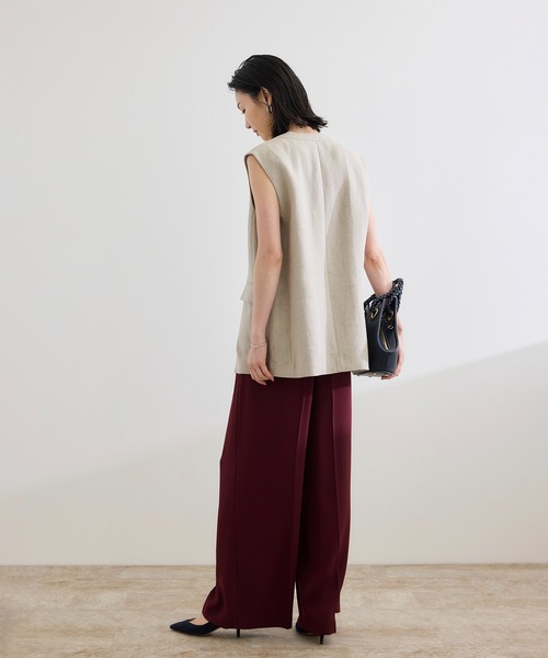 ROPE'（ロペ） ベスト ジレ 尾州リネンオーバーロングジレ レディース