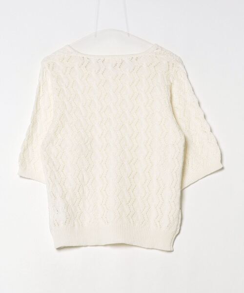 「soulberry」 花柄7分袖ニット L ホワイト レディース_画像2