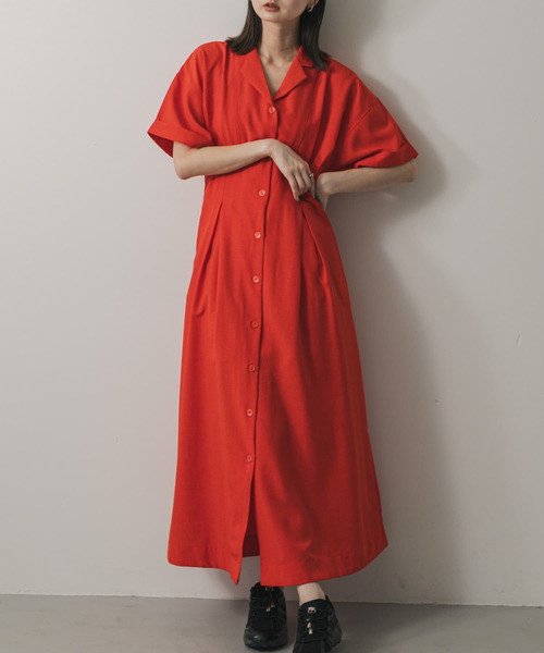 URBANRESEARCH タックシャツワンピースFREE オレンジ Shortサイズあり』タックシャツワンピース｜アーバンリサーチの