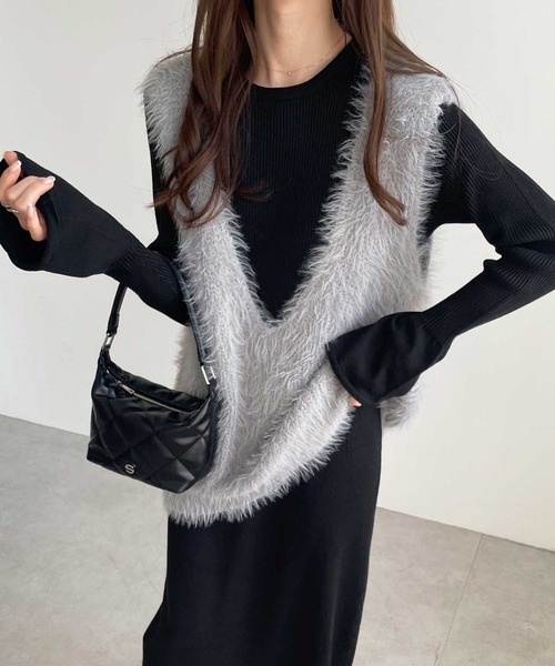 「GeeRA」 ニットワンピース MEDIUM ブラック レディース_画像2