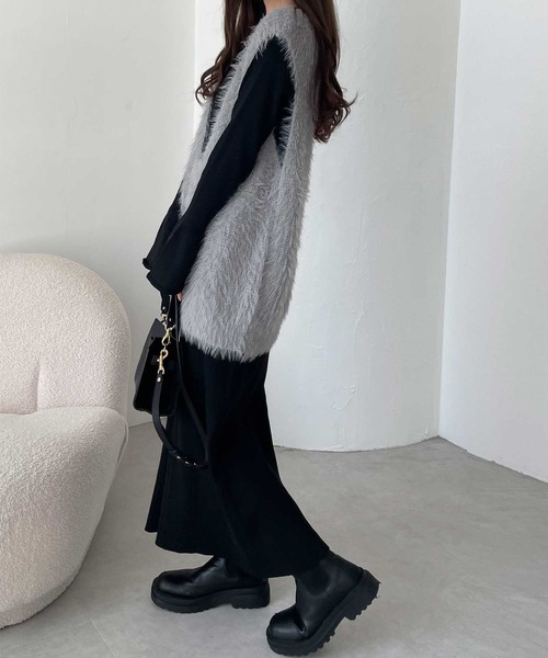 「GeeRA」 ニットワンピース MEDIUM ブラック レディース_画像4