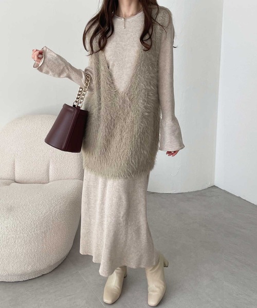 「GeeRA」 ニットワンピース MEDIUM ブラック レディース_画像7