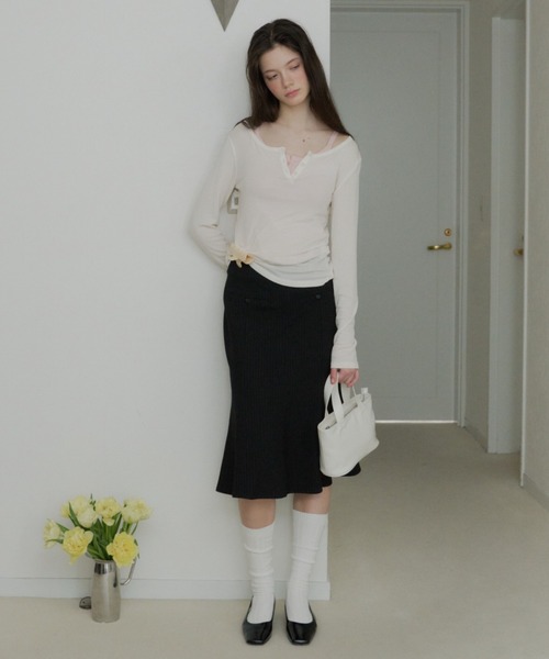GIUNON スカート midi pocket stripe skirt / ミディポケット
