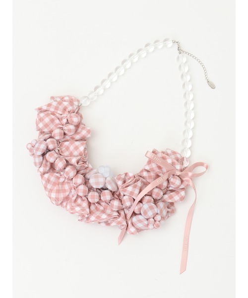PINK HOUSE（ピンクハウス） ネックレス gingham check shibori flower