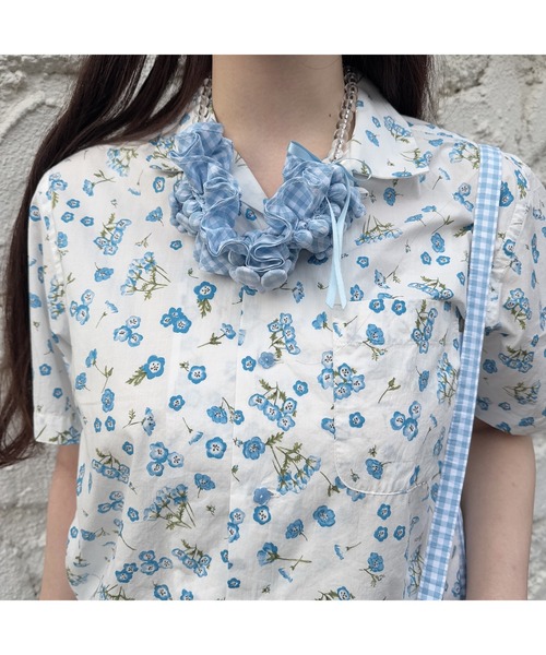 PINK HOUSE（ピンクハウス） ネックレス gingham check shibori flower