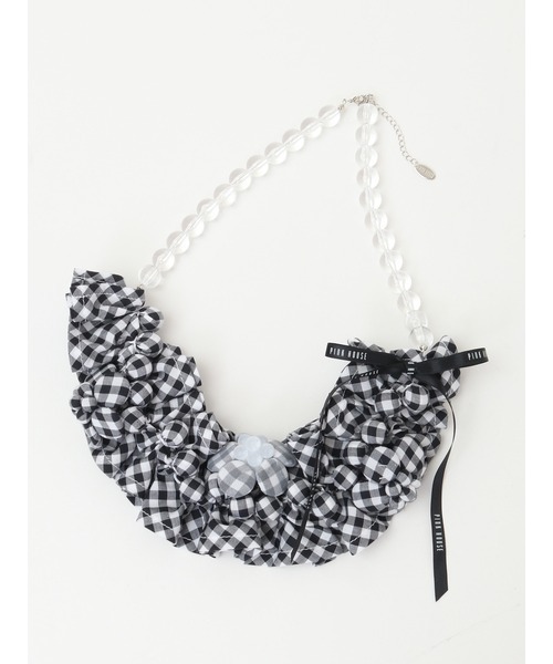PINK HOUSE（ピンクハウス） ネックレス gingham check shibori flower