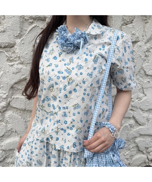 PINK HOUSE（ピンクハウス） ネックレス gingham check shibori flower