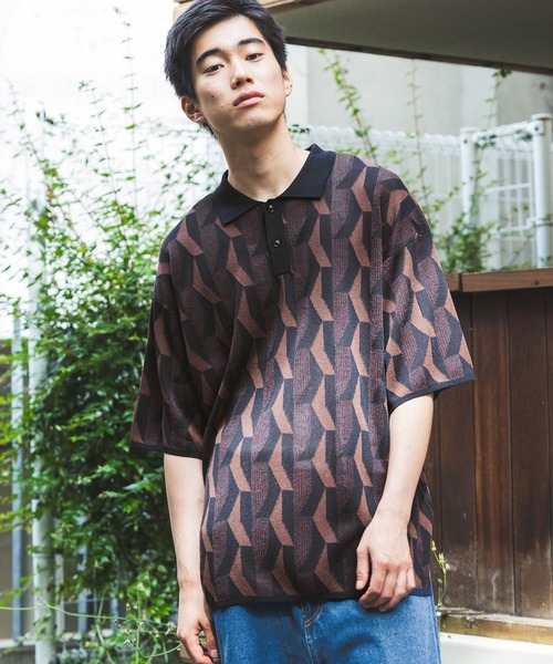 GREYSON 幾何学模様ポロシャツ Sサイズ 92050064286_C_1.jpg