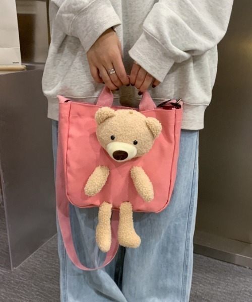 トートバッグ くまさんぬいぐるみ付き2WAYショルダーミニトートバッグ