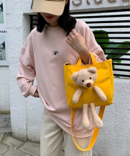 トートバッグ くまさんぬいぐるみ付き2WAYショルダーミニトートバッグ