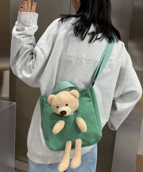 トートバッグ くまさんぬいぐるみ付き2WAYショルダーミニトートバッグ